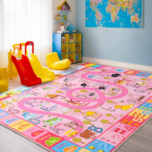 4x5, Ultra-Soft Kids Rug Washable Non-Slip Toddler Play Mat, Educational Learning Carpet for Nursery Bedroom Classroom