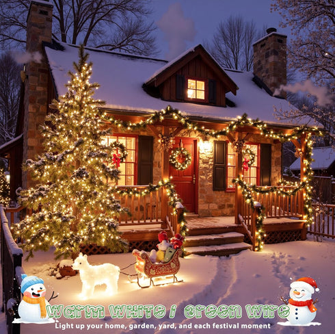 2Pack 50-Count 13FT Warm White Christmas Lights, Incandescent Mini String Lights Green Wire, UL Certified Connectable