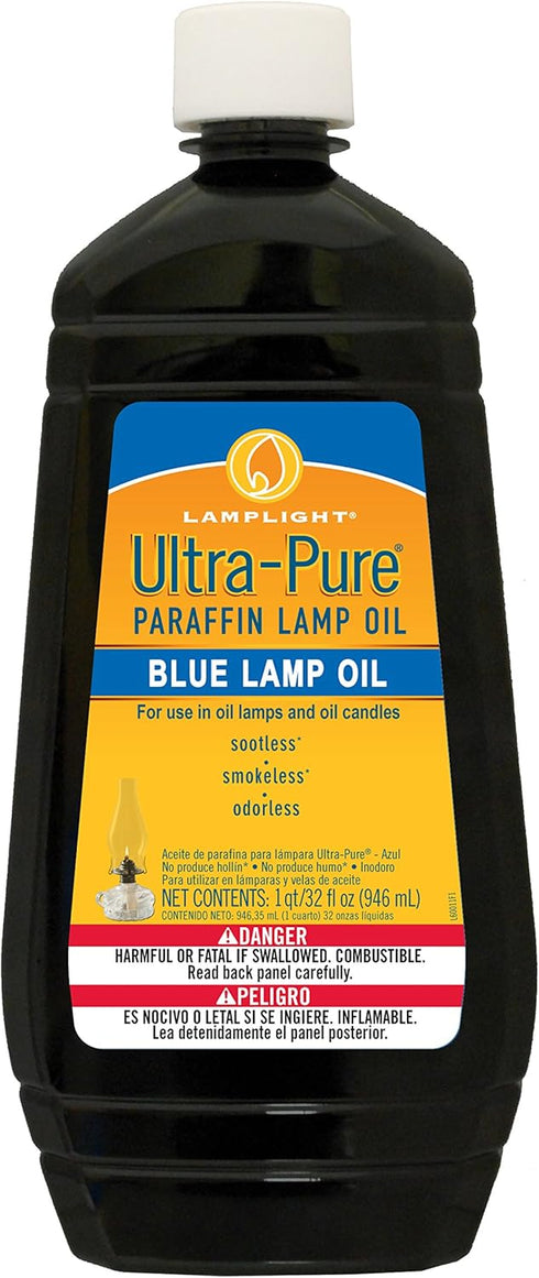 Lamplight Ultra-Pure Lamp Oil - ¼ Gallon (32 oz) Blue, Liquid Paraffin for Indoor Use