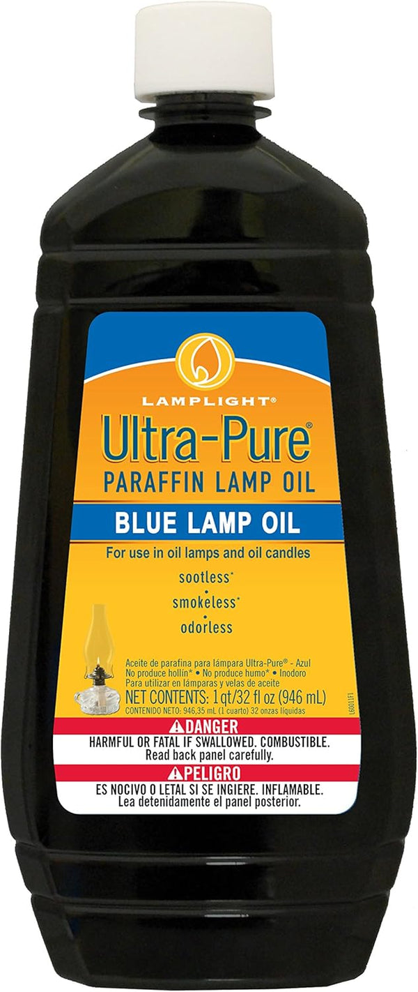 Lamplight Ultra-Pure Lamp Oil - ¼ Gallon (32 oz) Blue, Liquid Paraffin for Indoor Use