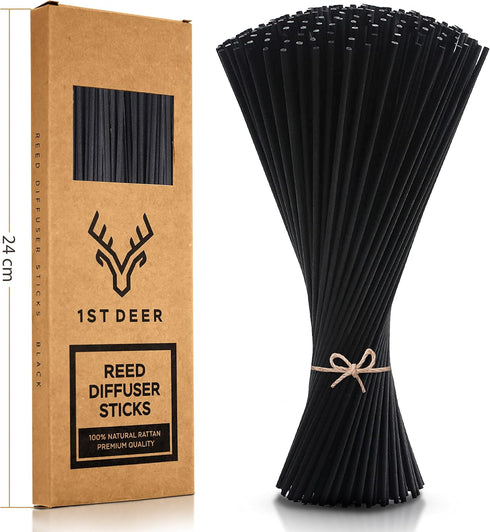 Reed Diffuser Sticks – 100 pcs Black Rattan Essential Oil Aroma Refill Wood Sticks for Spa, Fragrance, Aromatherapy (24