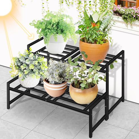 2-Tier Lilybud--lily Plant Stand Indoor Outdoor, Wrought Iron Plant Stands, Stackable Metal Plant Shelf Decorative