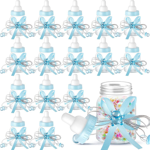 Nuenen 48 Pcs Baby Shower Milk Bottles with Ribbon Plastic Bear Candy
