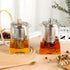 CNGLASS 24oz Glass Teapot with Infuser, Clear Kettle with Removable Stainless Steel Strainer, Stovetop Safe