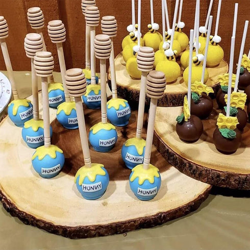 50 (6 inch) Pcs Wooden Honey Dipper Stick Collecting Dispensing Drizzling Jam Portable Wedding Party