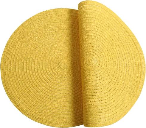 SHACOS Round Braided Placemats - Set of 4 Washable Kitchen Table Placemats for Home Wedding Party