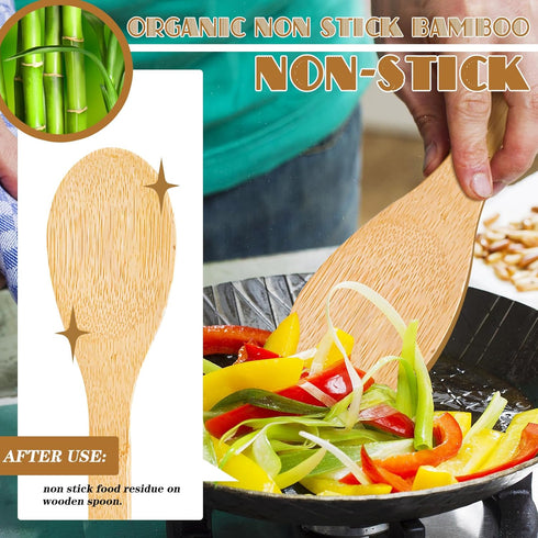 Wooden Spoons for Cooking, Nonstick Kitchen Wooden Spoons Utensils, 2-Piece Set