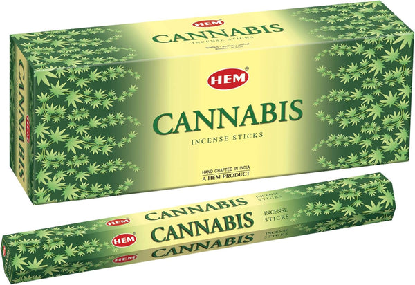 Hem Cannabis Incense Sticks - 120 Sticks, 6 Boxes, 9 Inches Long, 20g per Box - Perfect for Meditation
