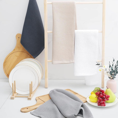 Homaxy 100% Cotton Waffle Weave Kitchen Dish Towels - Ultra Soft Absorbent Quick Drying Cleaning Towel, 4-Pack