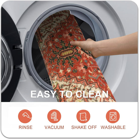 Collive Washable Indoor Door Mat, Non-Slip Retro Entryway Rug, 20" x 32", Quick Absorbent Distressed Welcome Mat