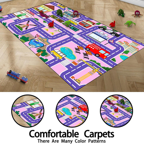 3x5 Car Rugs for Kids Toy Cars - Car Track Carpet for Boys Road Rug for Bedroom Road Map Carpet for Kids Toy Play Mat