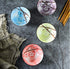 Set of 4 Mose Cafolo Japanese Style Ceramic Rice Bowls, Assorted Designs with Phum Flowers, Gift Box