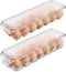 Utopia Home Egg Container with Lid and Handle for Refrigerator - Pack of 2 - Clear Stackable Holder for Kitchen Storage