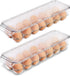 Utopia Home Egg Container with Lid and Handle for Refrigerator - Pack of 2 - Clear Stackable Holder for Kitchen Storage