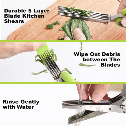 Set: 3 Pack Saver+1 Pack Scissors+2 Pack 3 LUVCOSY Herb Keeper Herb Herb Herb Stripper, BPA-Free Plastic Herb Container