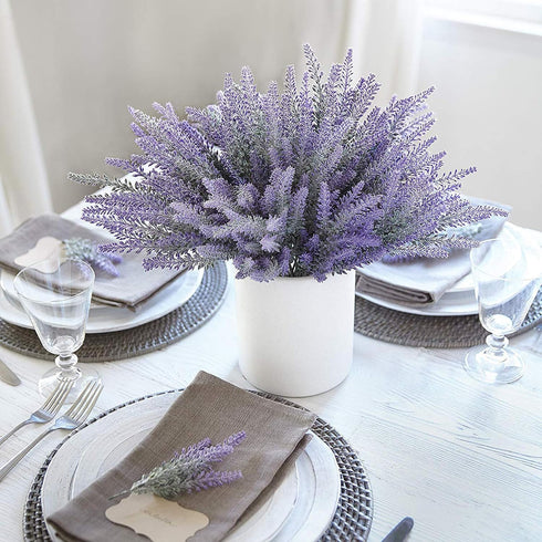 10 Bundles Fake Flowers, Artificial Lavender Faux Plastic Plants for Home Decor, Wedding, Kitchen, Garden