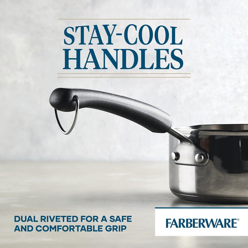 Farberware 1 Quart Brilliance Stainless Steel Saucepan/Saucepot with Side Spouts, Dishwasher Safe