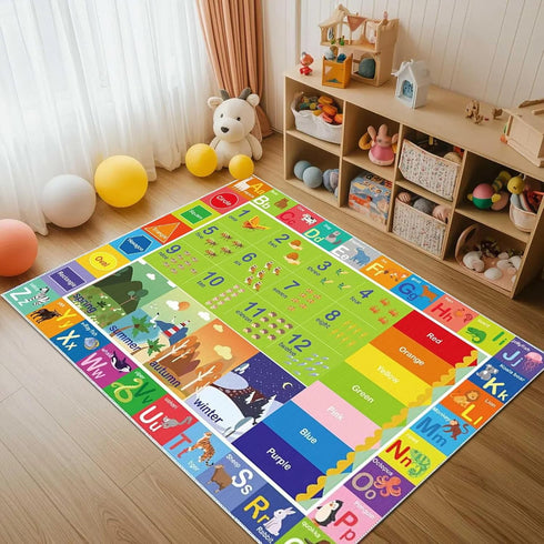 Room,Floor,Nursery(46ft /4872in) ABC Rug for Kids Playroom,Toddler Alphabet Mats Washable for Baby Area,Classroom,Play