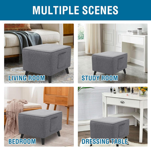 18"-19" H.VERSAILTEX Ottoman Cover Slipcover Square Fit Length Footrest Sofa Slipcovers Stool Cover Footstool Protector