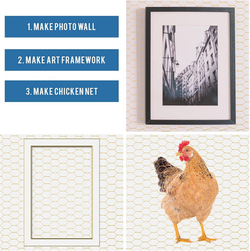 3 40 13 inches Shappy Pieces x Gold Chicken Wire Net for Craft Projects Lightweight Galvanized Hexagonal Frame Chicken