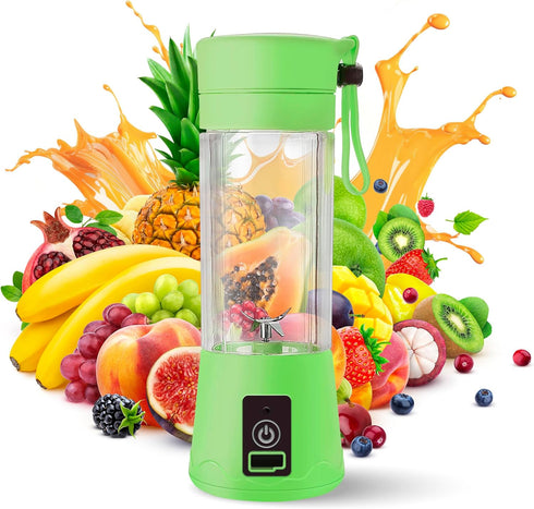 Portable Blender, Compact USB Rechargeable Personal Travel Blender for Smoothies and Shakes, 380ml, Green