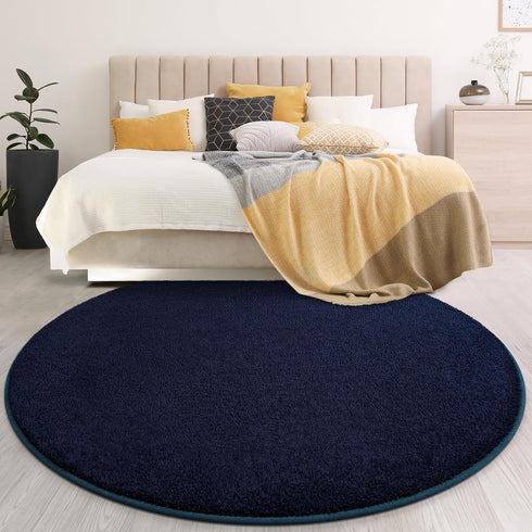 Gifeas 6x6 Ultra Soft Round Area Rugs for Living Room Bedroom, Feet Navy Blue Thickened Memory Foam Modern Indoor
