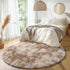 5Ft Amdrebio Tie-Dyed Beige Tan Round Circle Area Rug for Bedroom, Fluffy Plush Shag Furry Rugs for Kids Room, Living