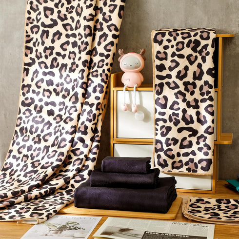 6 Set 2 2 2 Pcs Bathroom Leopard Towel Bath Towels Hand Towels Washcloths, Soft Absorbent Shower Guest Towel Decorative