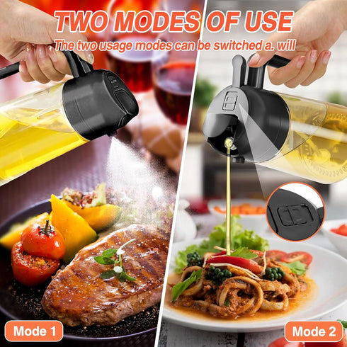 Generic 2 In 1 Oil Dispenser And Oil Sprayer, 16 Oz/470 Ml Oil Dispenser For Kitchen Spray, With Fine Mist Nozzle, Suitable For Cooking, Air Fryer, Salad, Grilling, Baking (Black, 470ml/16oz) by Generic