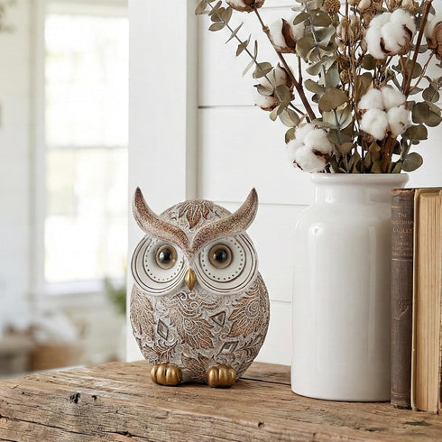 Smadeer Owl Statue and Figurine for Home Decor Accents Adorable Owl for Shelf Bookshelf Bedroom Living Room Office
