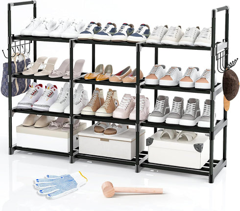 4 Tier Shoe Rack, Shoe Organiser, Metal Shoe Rack, Closet Shoe Rack,