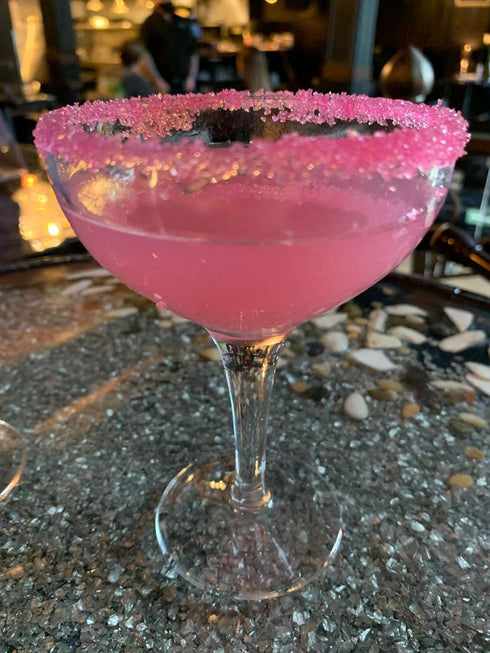 Rimmer Rimming 8oz Snowy River Pink, Cocktail & Margarita Sugar - Vibrant Color Glass Sugar with Medium Crystal Texture