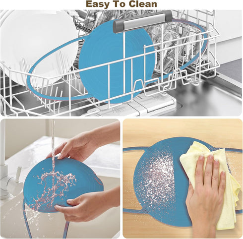 Silicone Sling Bread Dutch Oven, Non-Stick & Easy Clean Reusable Baking Mat, Beige & Blue
