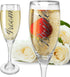 BANBERRY DESIGNS Bride and Groom Champagne Glasses Set of 2 - Elegant Toasting Flutes Silver Wedding Champagne Set (6