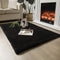 Ashler Faux Fur Rug, Ultra Soft Faux Rabbit Fur, Black Area Rugs,