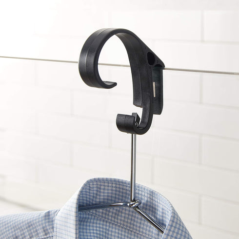 Travel Tool Over Shower Door Hook, Heavy Duty Clip Hooks for Clothes, Bottle Opener & Phone Stand - 2 Pack