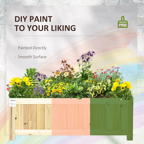 28'' 12'' 10" Outsunny Foldable Raised Garden Bed, Wooden Planter Box, Herb Garden Planter with Drainage Holes