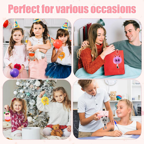 36 Kids Keychains, Pcs Cute Plush Toy Keychains for Boys Girls Birthday Valentine's Day Thanksgiving Christmas Gifts