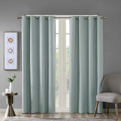 Sun Smart Maya Blackout Curtain Patio Single Window, Textured Heatherd Print, Grommet