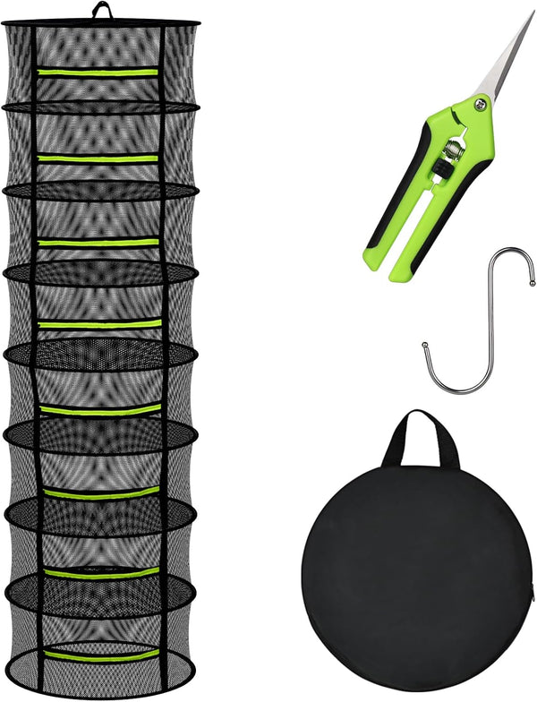 MEKOLIFE Herb Drying Rack Hanging-8 Layer, Collapsible Large Capacity Mesh Net with