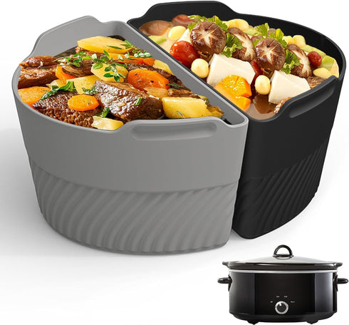 Silicone Slow Cooker Liners for Crock Pot 6-8 QT, Reusable Divider Insert for Cooking Two Meals, Dishwasher Safe