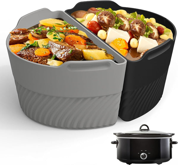Silicone Slow Cooker Liners for Crock Pot 6-8 QT, Reusable Divider Insert for Cooking Two Meals, Dishwasher Safe