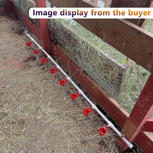 Set 1/2" Automatic Chicken Watering System with PVC Pipe (Real Complete Pipeline) - PVC Tee Fittings & Pipe & Garden