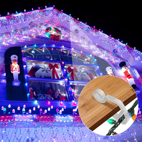 SelfTek 120 Pcs Christmas Light Clips & Hooks, Gutter Clips for Hanging Outdoor Holiday Lights