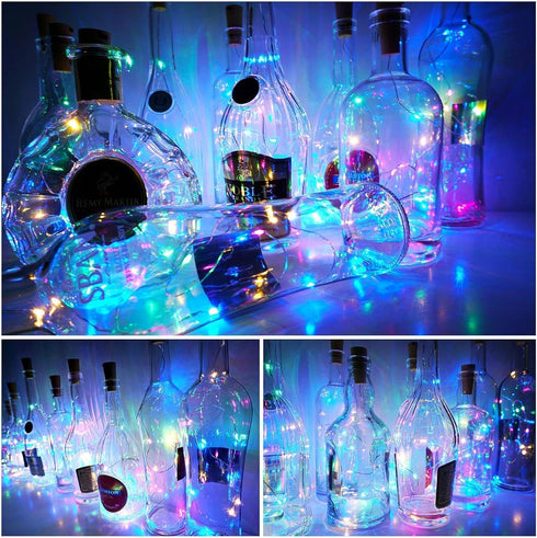24 Pack 20LED YJFWAL Wine Bottle Lights with Cork, Cork Shape Silver Copper Wire Fairy Mini String Lights, Battery