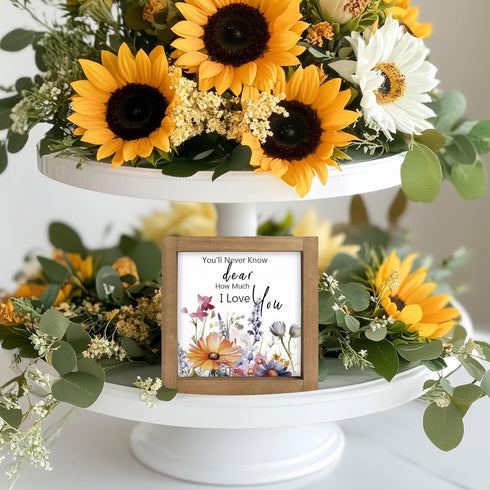pechpell Wildflower Baby Nursery Decor, Wooden You'll Never Know Dear How Much I Love You Sign, Wild Flower Picture