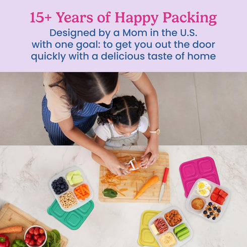 Bentgo Easyboxes 8-Piece Set - 4-Compartment Snack Containers with 4 Trays & 4 Lids, BPA-Free (Brights)