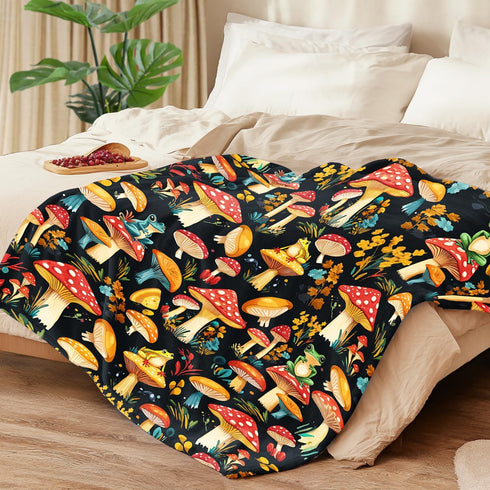 Knerova Cozy 50"X40" Mushroom Blanket Mushroom Decor Animal Throw Super Soft Plush Flannel Fleece Blanket Gift for Kids