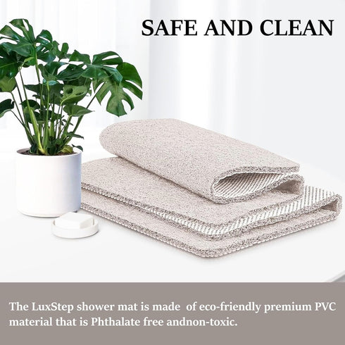 Mat,24x16 inch, LuxStep Shower Mat Bathtub Non-Slip Bath Mat with Drain, Quick Drying PVC Loofah Bathmat