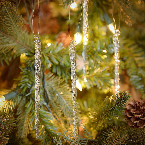 Kurt Adler Glass Icicle Christmas Ornaments, 12 Piece